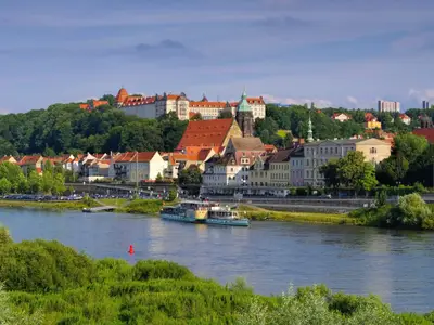 Pirna, Stadtansicht über die Elbe - View over the River Elbe to the town Pirna, Saxony, Germany, Europe