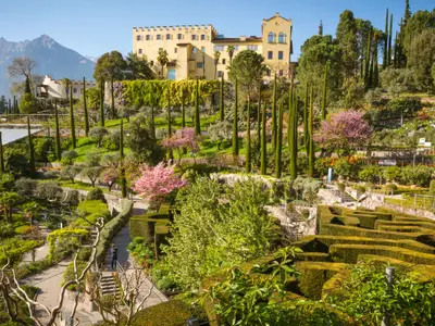 The Botanic Gardens of Trauttmansdorff Castle, Merano, south tyrol, Italy, offer many attractions with botanical species and varieties of plants from all over the world.