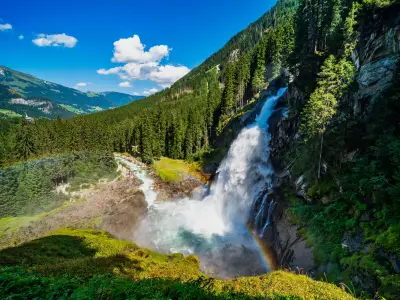 Impressive view on the krimml waterfalls in austria (Krimmler Wasserfälle)